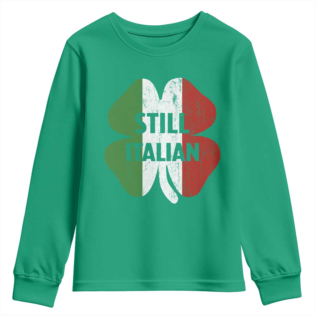 Funny St Patricks Day Italian Youth Sweatshirt Retro Vintage Shamrock Italy Flag TS10 Irish Green Print Your Wear