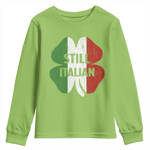 Funny St Patricks Day Italian Youth Sweatshirt Retro Vintage Shamrock Italy Flag TS10 Lime Print Your Wear