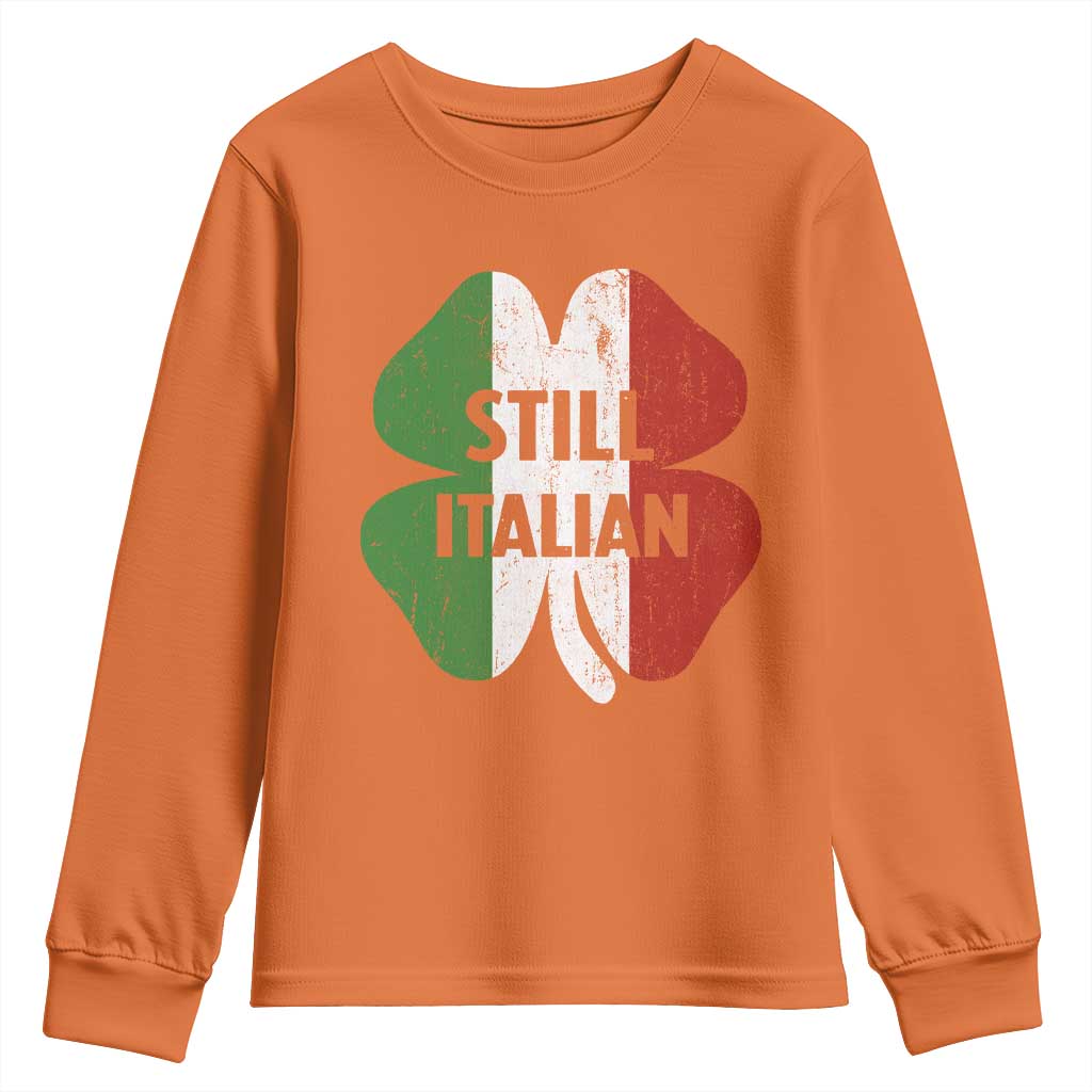 Funny St Patricks Day Italian Youth Sweatshirt Retro Vintage Shamrock Italy Flag TS10 Orange Print Your Wear