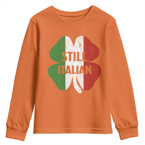 Funny St Patricks Day Italian Youth Sweatshirt Retro Vintage Shamrock Italy Flag TS10 Orange Print Your Wear