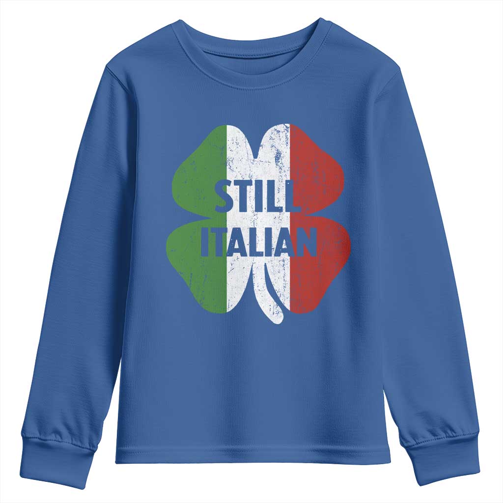 Funny St Patricks Day Italian Youth Sweatshirt Retro Vintage Shamrock Italy Flag TS10 Royal Blue Print Your Wear