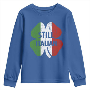 Funny St Patricks Day Italian Youth Sweatshirt Retro Vintage Shamrock Italy Flag TS10 Royal Blue Print Your Wear