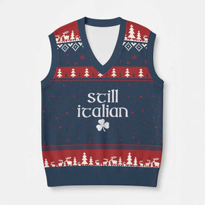 St Patricks Day Still Italian V-Neck Knit Sweater Vest Funny Lucky Shamrock Clovers TS10 Navy Red Print Your Wear