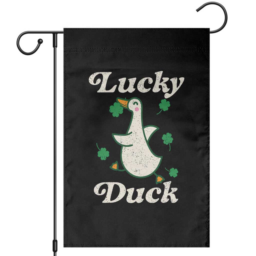 Lucky Duck Garden Flag St Patricks Day Shamrock Irish TS10 Black Print Your Wear