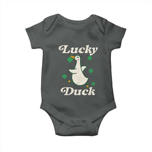 Lucky Duck Baby Onesie St Patricks Day Shamrock Irish TS10 Dark Heather Print Your Wear