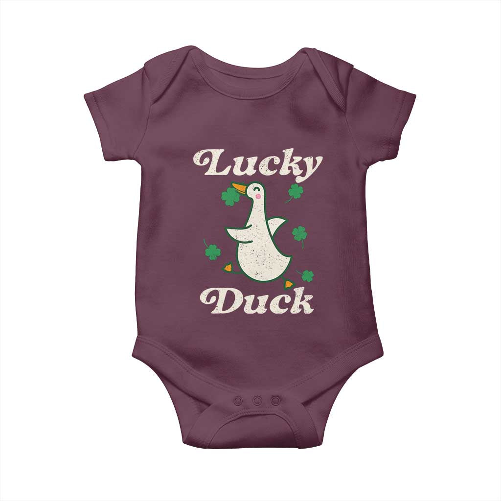 Lucky Duck Baby Onesie St Patricks Day Shamrock Irish TS10 Maroon Print Your Wear
