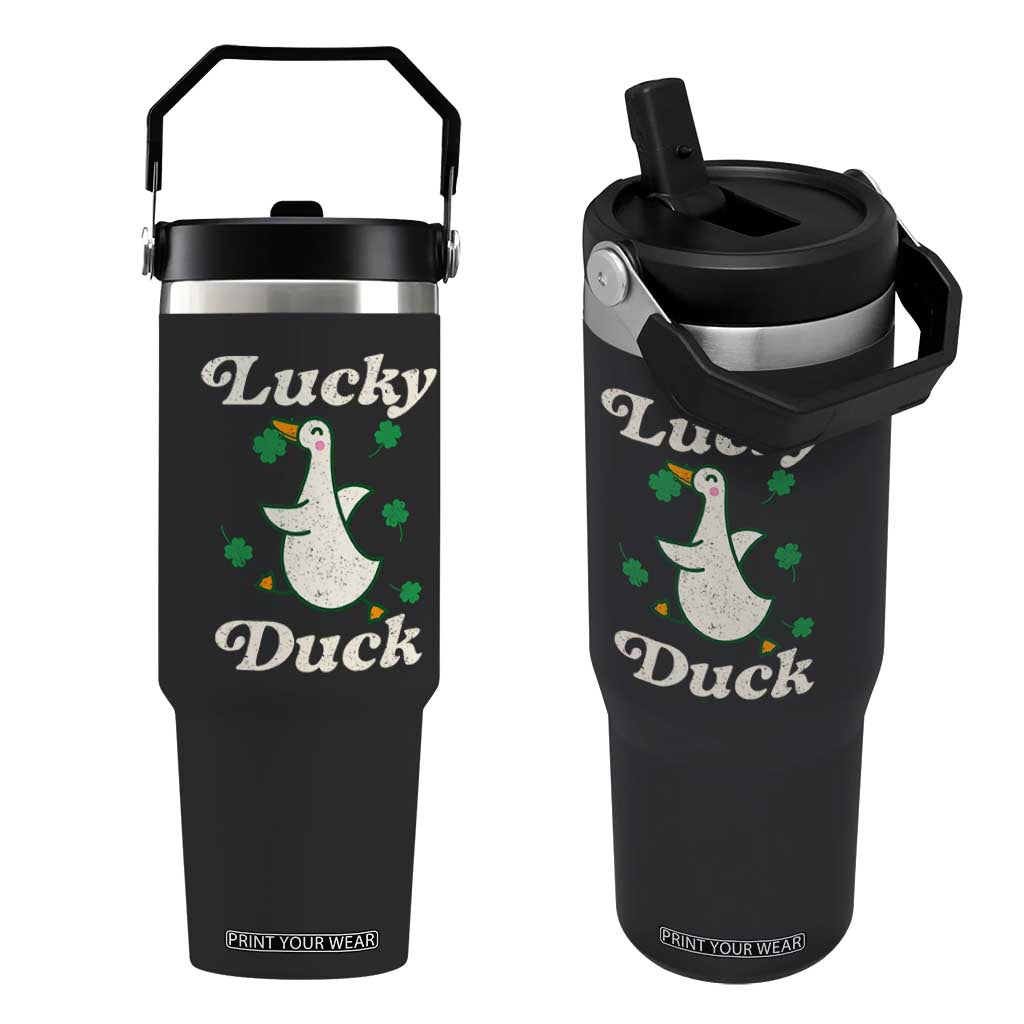 Lucky Duck Flip Straw Tumbler St Patricks Day Shamrock Irish TS10 One Size: 30 oz Black Print Your Wear