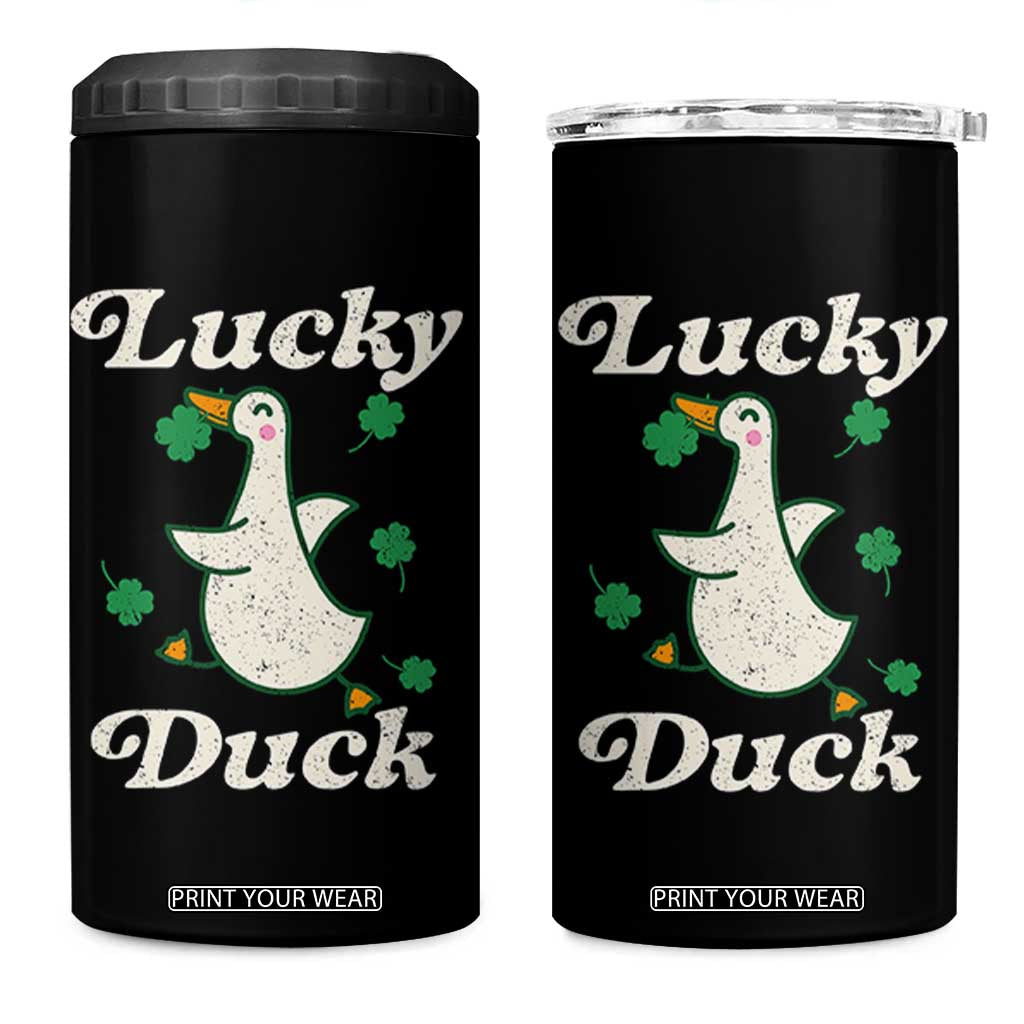 Lucky Duck 4 in 1 Can Cooler Tumbler St Patricks Day Shamrock Irish TS10 One Size: 16 oz Black Print Your Wear