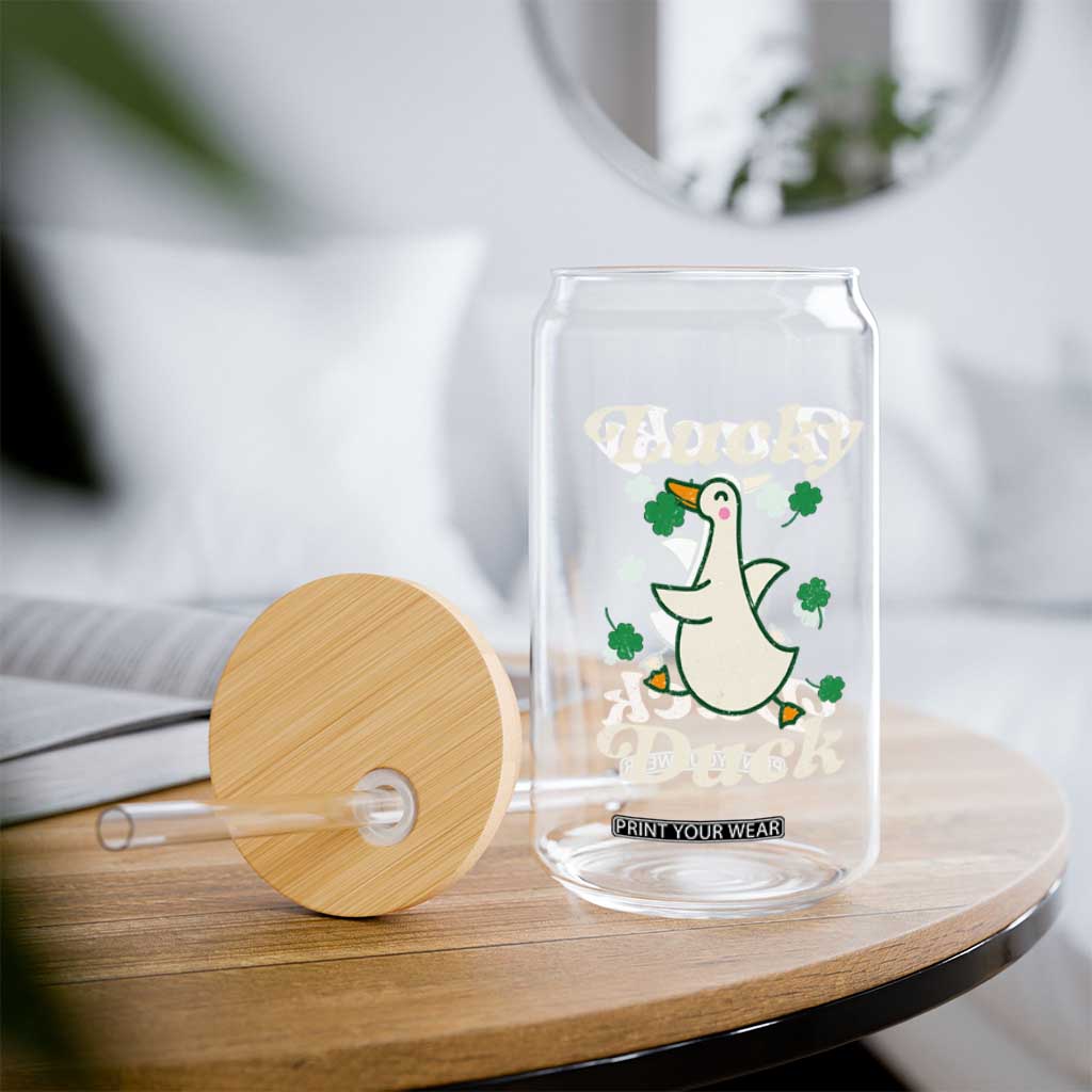 Lucky Duck Glass Can St Patricks Day Shamrock Irish TS10 Print Your Wear