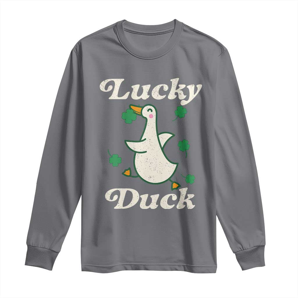 Lucky Duck Long Sleeve Shirt St Patricks Day Shamrock Irish TS10 Charcoal Print Your Wear