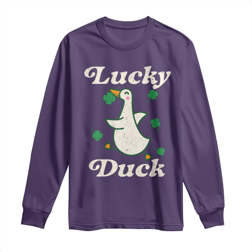Lucky Duck Long Sleeve Shirt St Patricks Day Shamrock Irish TS10 Purple Print Your Wear