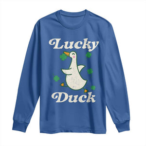 Lucky Duck Long Sleeve Shirt St Patricks Day Shamrock Irish TS10 Royal Blue Print Your Wear