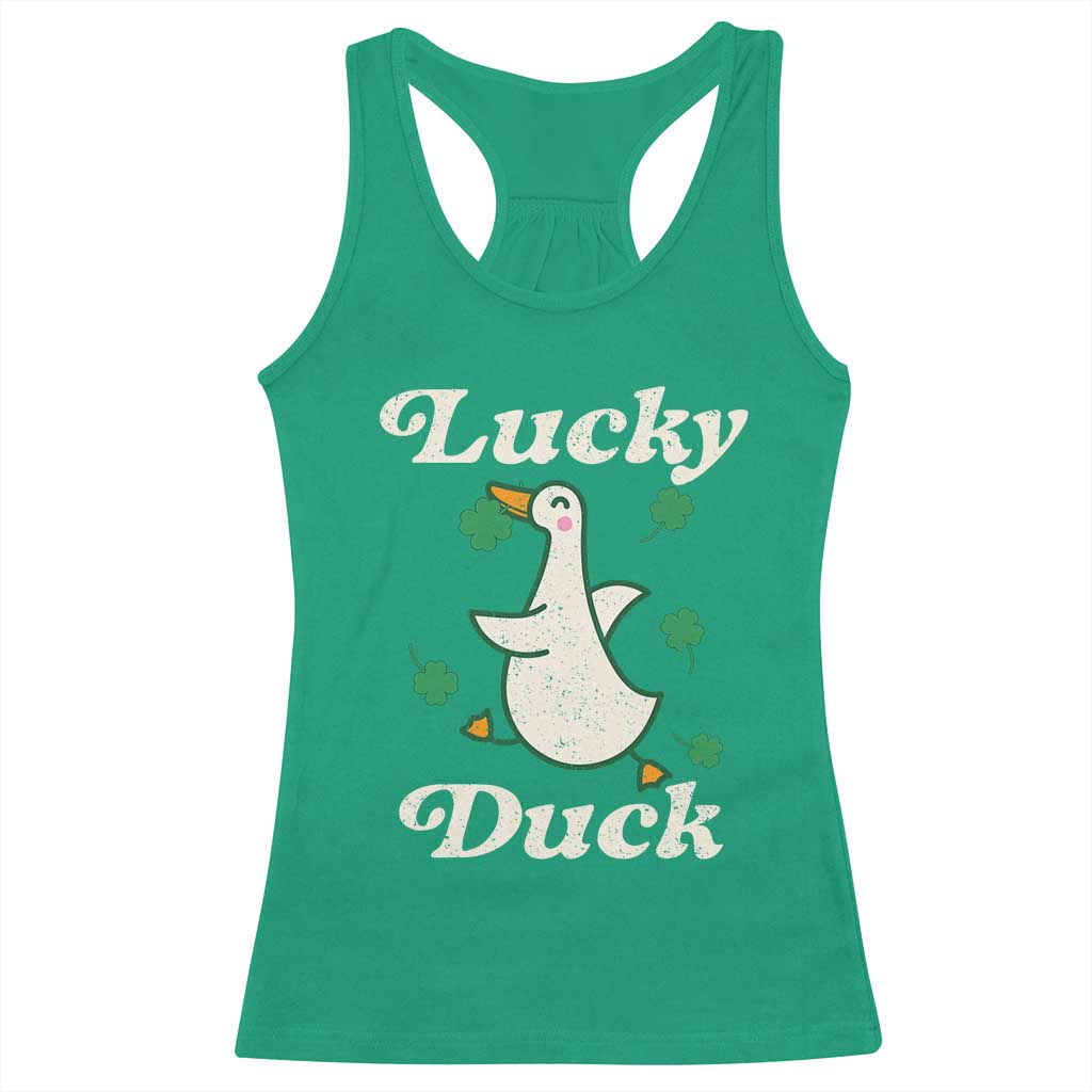 Lucky Duck Racerback Tank Top St Patricks Day Shamrock Irish TS10 Irish Green Print Your Wear