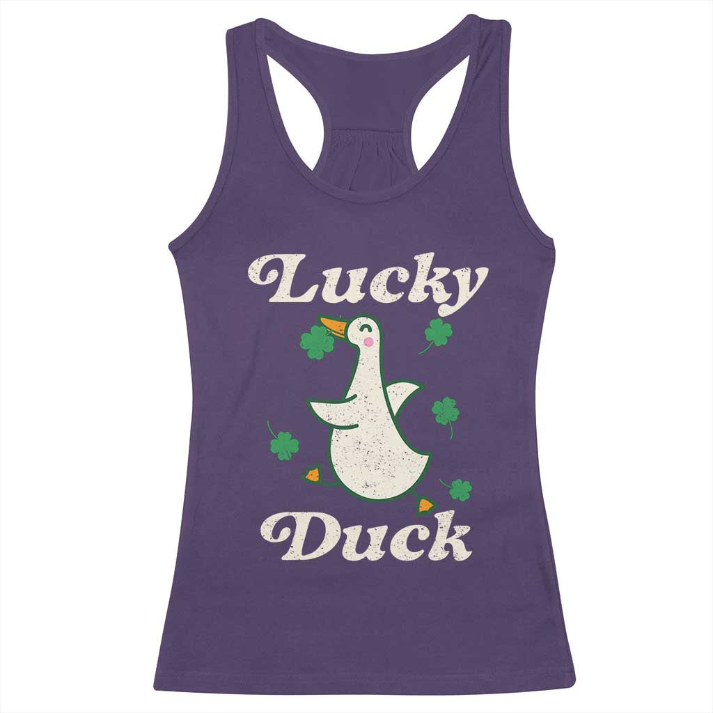 Lucky Duck Racerback Tank Top St Patricks Day Shamrock Irish TS10 Purple Print Your Wear