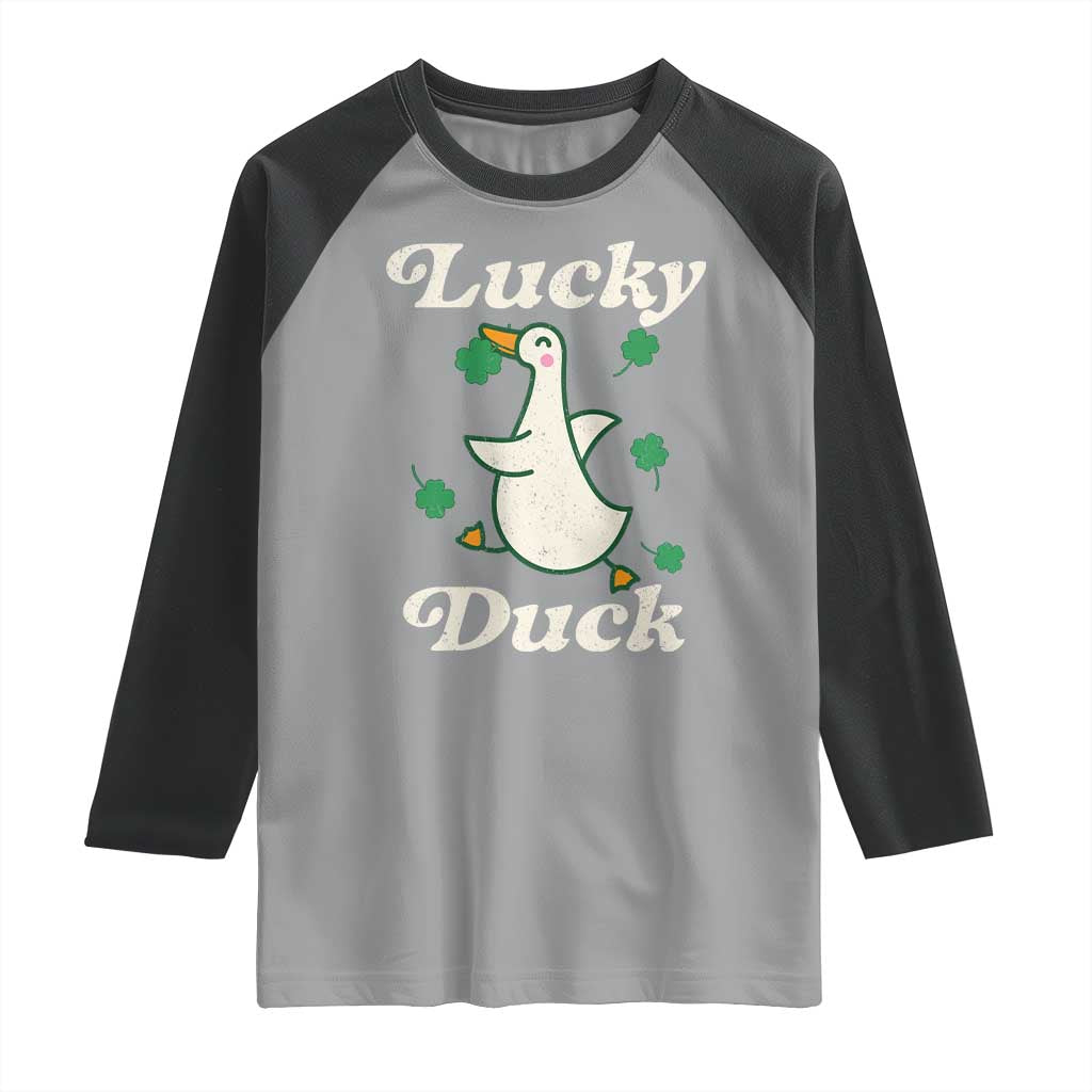 Lucky Duck Raglan Shirt St Patricks Day Shamrock Irish TS10 Sport Gray Black Print Your Wear
