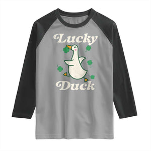 Lucky Duck Raglan Shirt St Patricks Day Shamrock Irish TS10 Sport Gray Black Print Your Wear