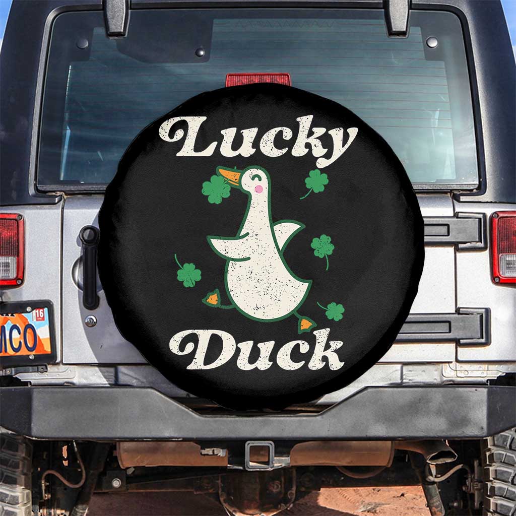 Lucky Duck Spare Tire Cover St Patricks Day Shamrock Irish TS10 No hole Black Print Your Wear