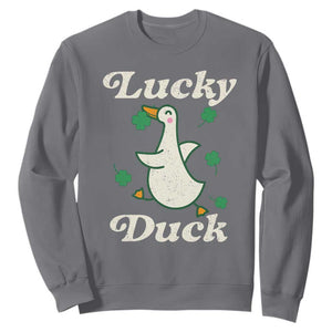 Lucky Duck Sweatshirt St Patricks Day Shamrock Irish TS10 Charcoal Print Your Wear