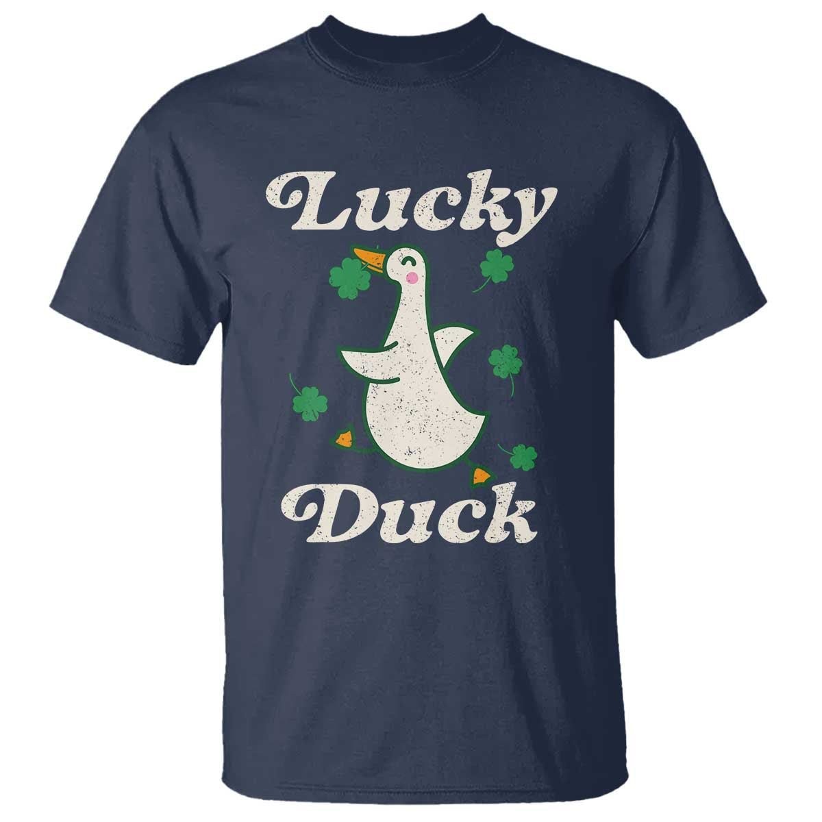 Lucky Duck T Shirt St Patricks Day Shamrock Irish TS10 Navy Print Your Wear