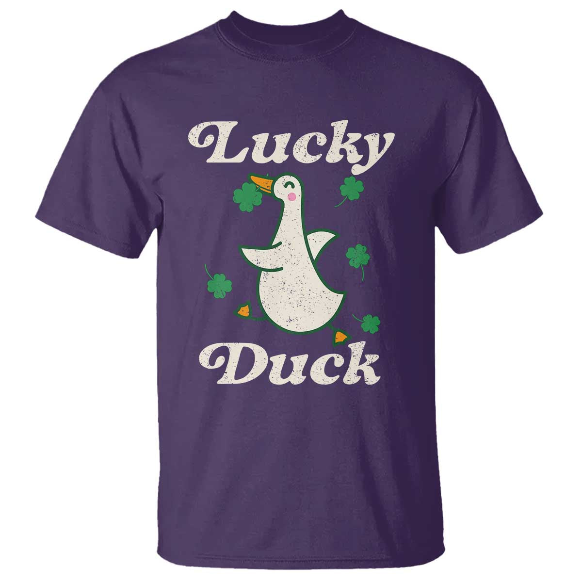 Lucky Duck T Shirt St Patricks Day Shamrock Irish TS10 Purple Print Your Wear