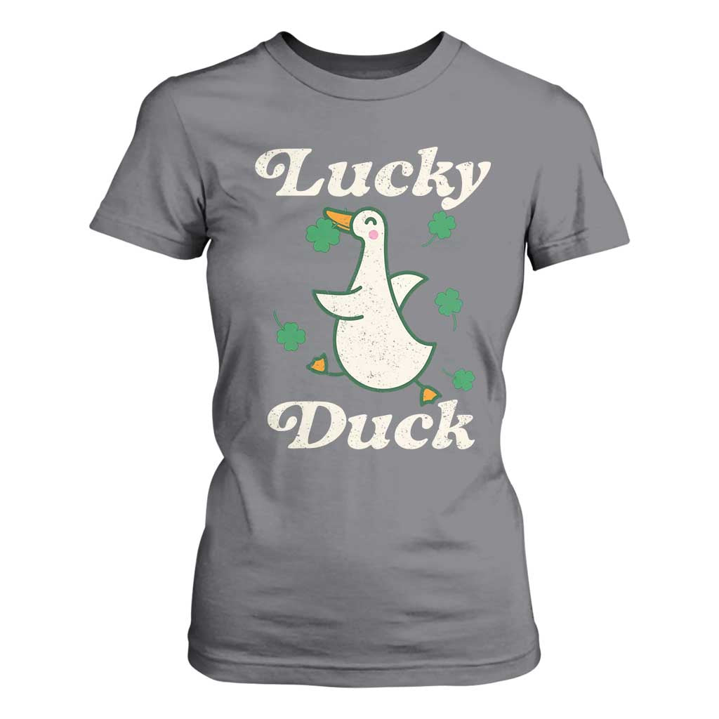 Lucky Duck T Shirt For Women St Patricks Day Shamrock Irish TS10 Charcoal Print Your Wear