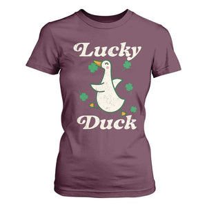 Lucky Duck T Shirt For Women St Patricks Day Shamrock Irish TS10 Maroon Print Your Wear