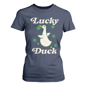 Lucky Duck T Shirt For Women St Patricks Day Shamrock Irish TS10 Navy Print Your Wear