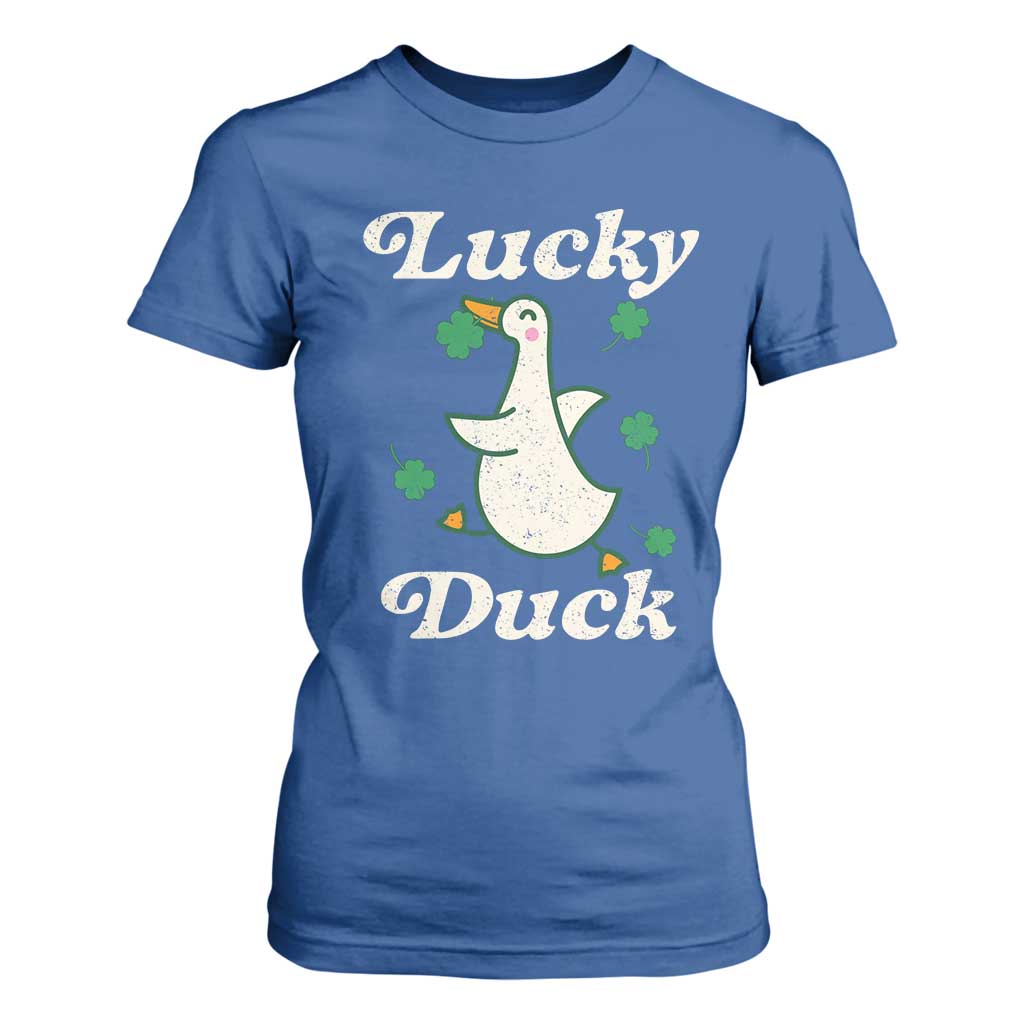 Lucky Duck T Shirt For Women St Patricks Day Shamrock Irish TS10 Royal Blue Print Your Wear