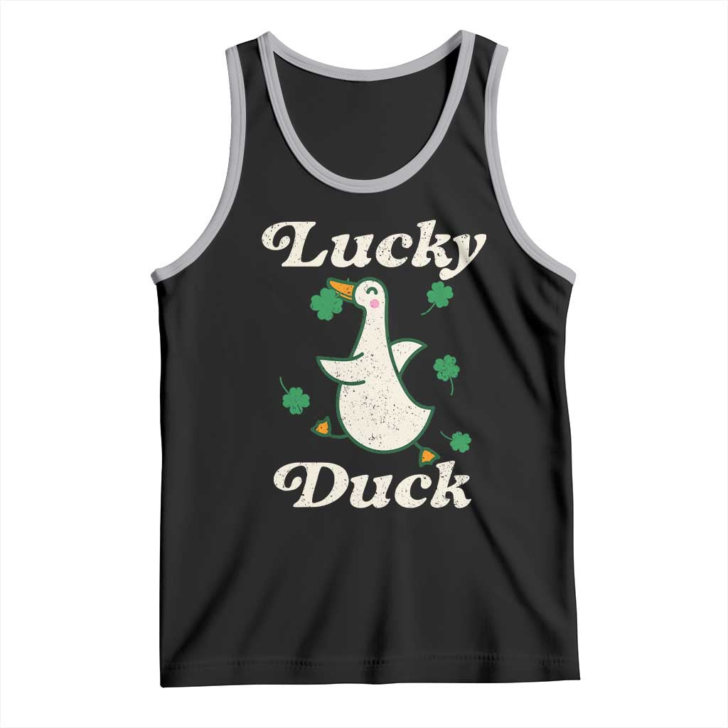 Lucky Duck Tank Top St Patricks Day Shamrock Irish TS10 Black Athletic Heather Print Your Wear