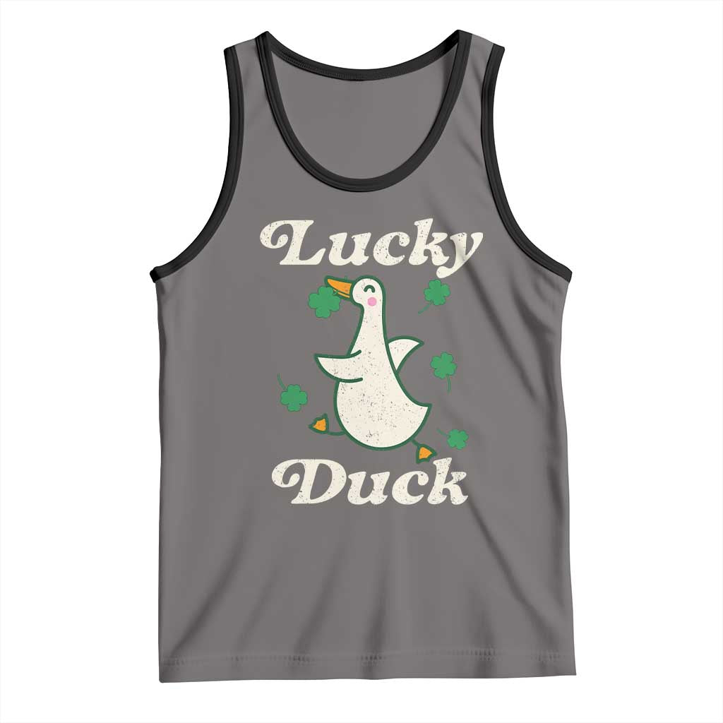 Lucky Duck Tank Top St Patricks Day Shamrock Irish TS10 Deep Heather Black Print Your Wear