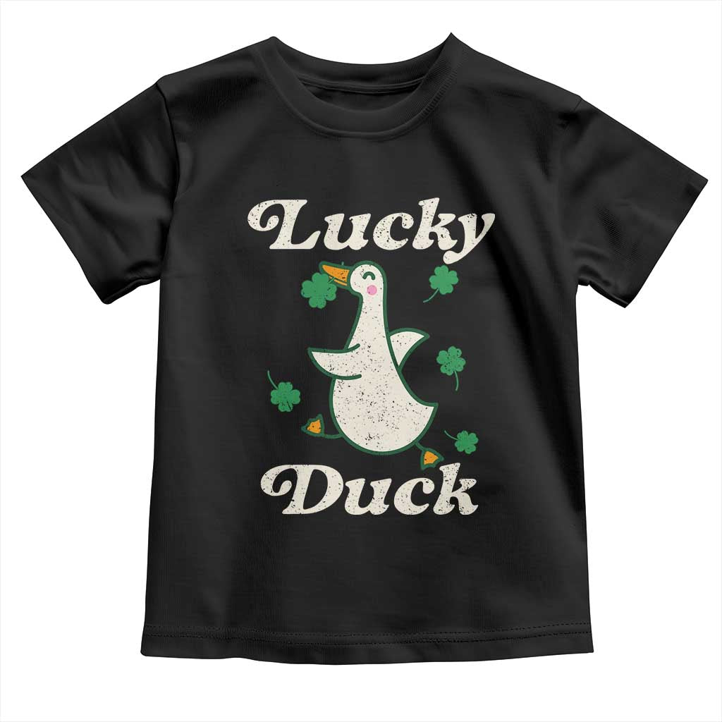 Lucky Duck Toddler T Shirt St Patricks Day Shamrock Irish TS10 Black Print Your Wear