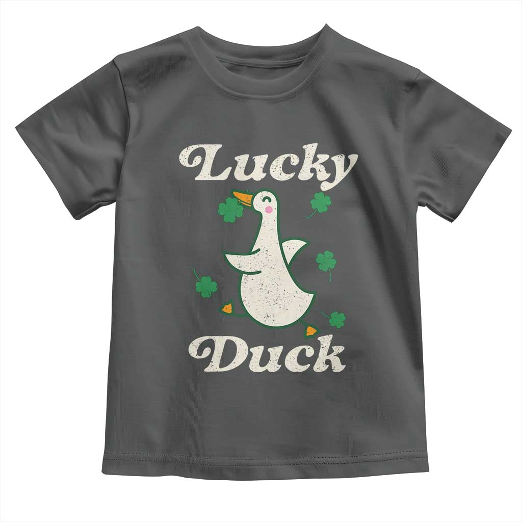 Lucky Duck Toddler T Shirt St Patricks Day Shamrock Irish TS10 Dark Heather Print Your Wear