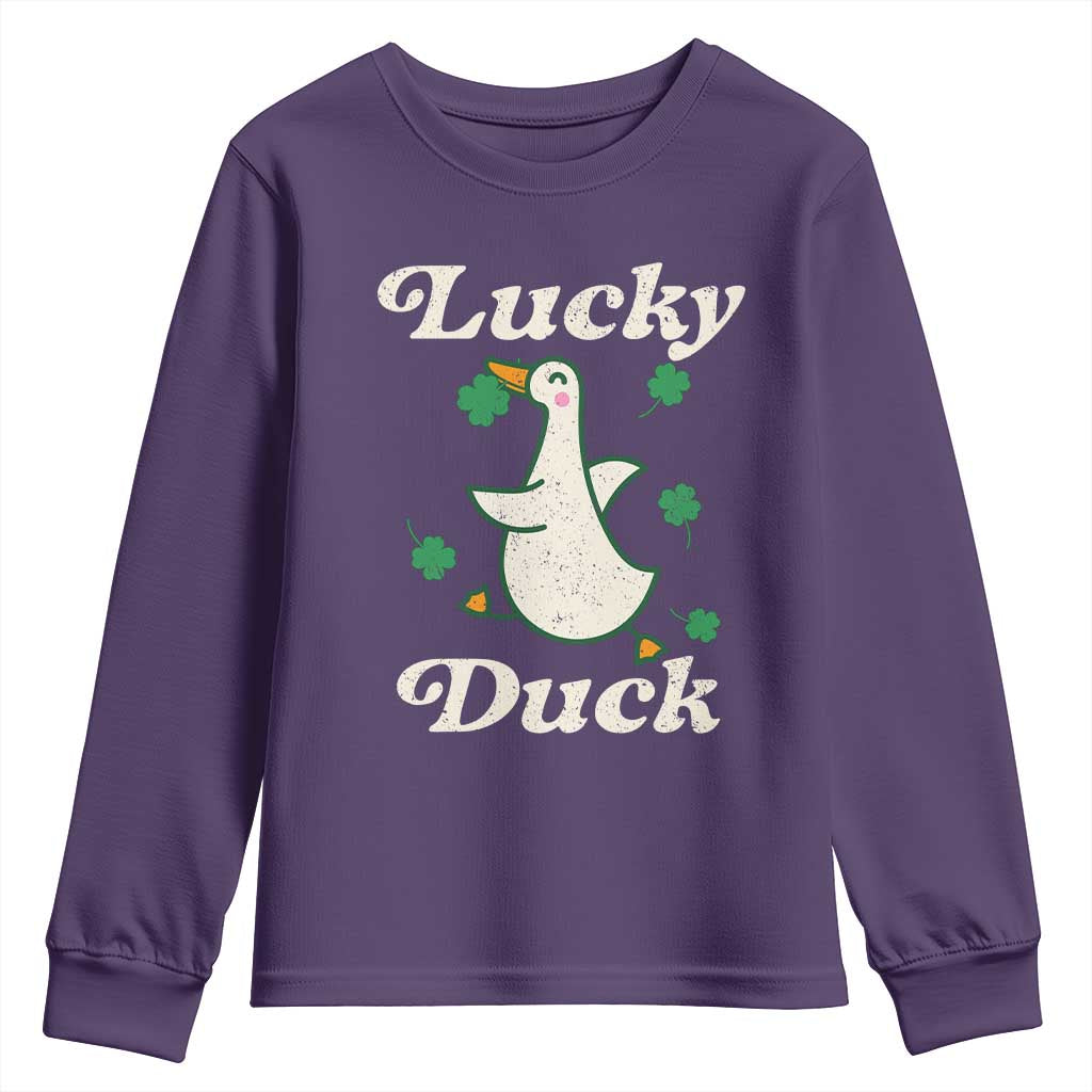 Lucky Duck Youth Sweatshirt St Patricks Day Shamrock Irish TS10 Purple Print Your Wear