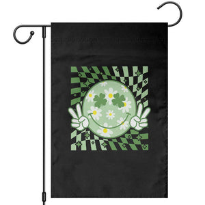 Retro Groovy Shamrock Smile Face St Patricks Day Garden Flag TS10 Black Print Your Wear