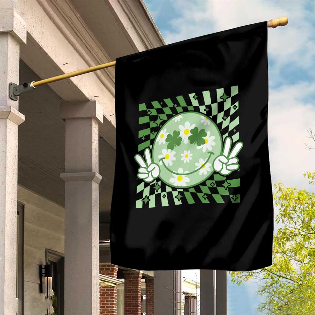Retro Groovy Shamrock Smile Face St Patricks Day Garden Flag TS10 Print Your Wear