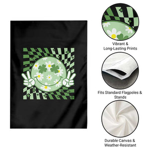 Retro Groovy Shamrock Smile Face St Patricks Day Garden Flag TS10 Print Your Wear