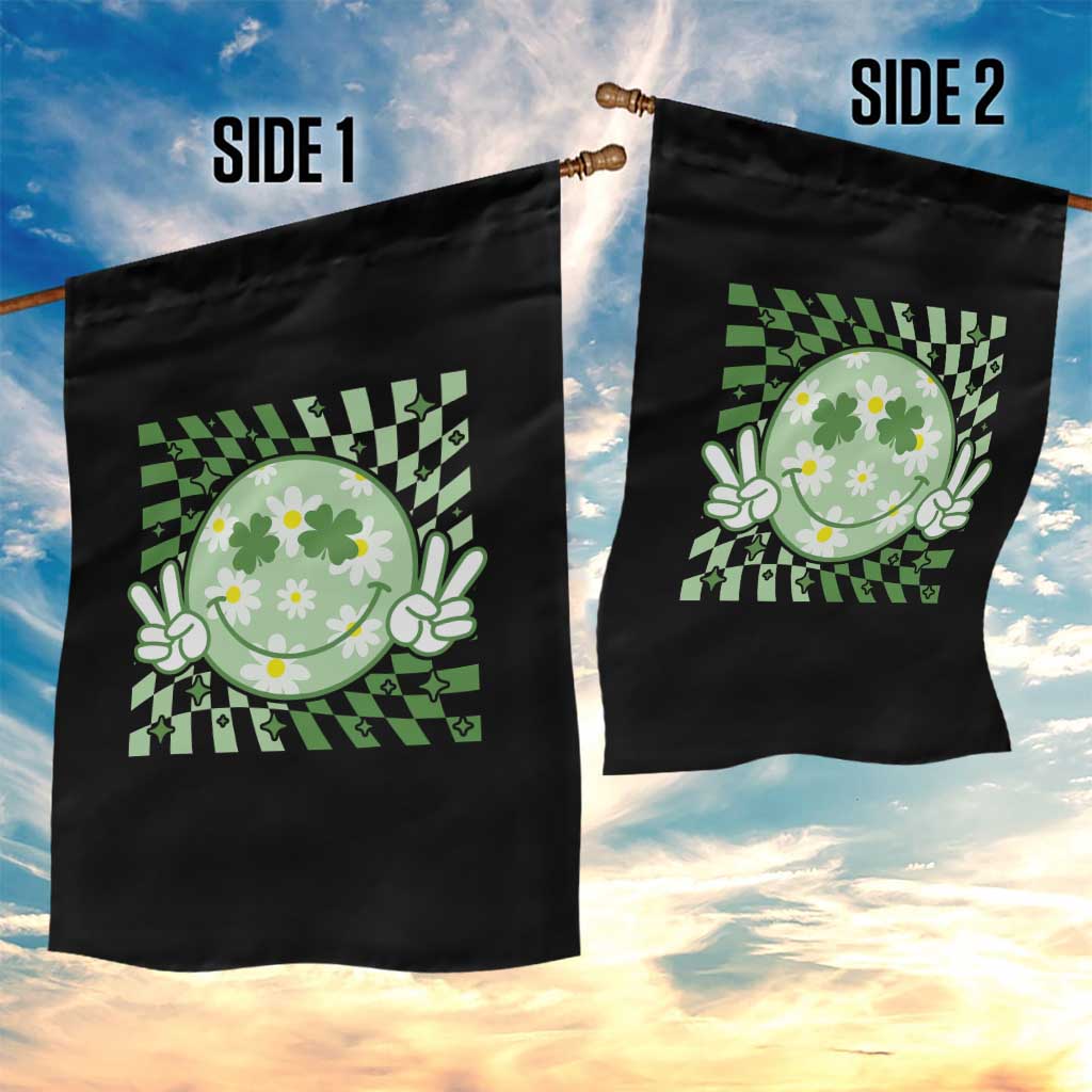 Retro Groovy Shamrock Smile Face St Patricks Day Garden Flag TS10 Print Your Wear