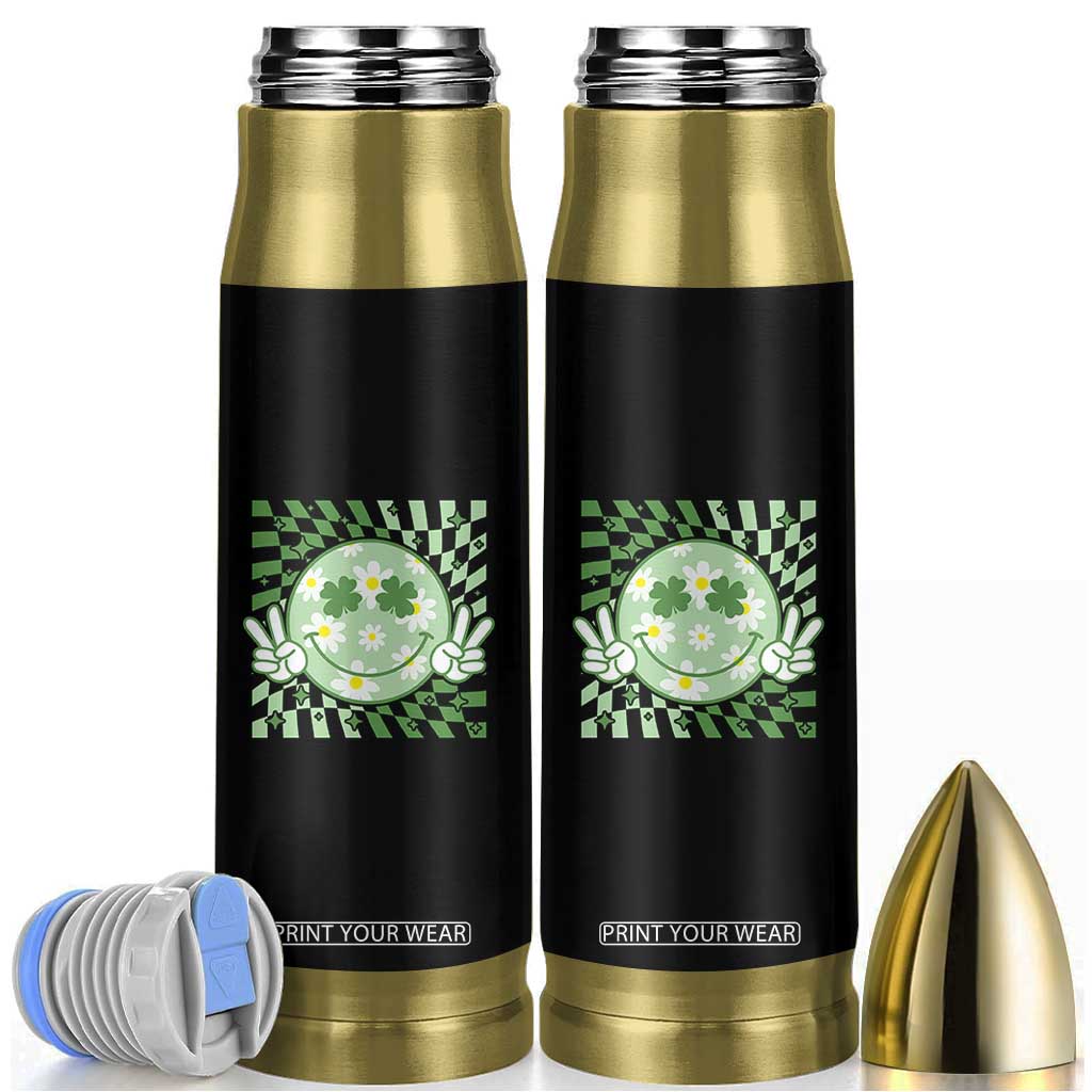 Retro Groovy Shamrock Smile Face St Patricks Day Bullet Tumbler TS10 Black Print Your Wear