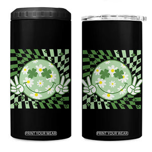 Retro Groovy Shamrock Smile Face St Patricks Day 4 in 1 Can Cooler Tumbler TS10 One Size: 16 oz Black Print Your Wear