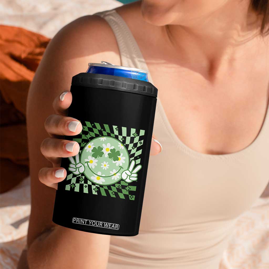 Retro Groovy Shamrock Smile Face St Patricks Day 4 in 1 Can Cooler Tumbler TS10 Print Your Wear