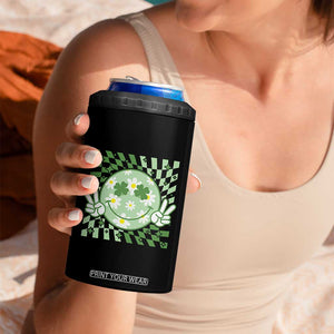 Retro Groovy Shamrock Smile Face St Patricks Day 4 in 1 Can Cooler Tumbler TS10 Print Your Wear