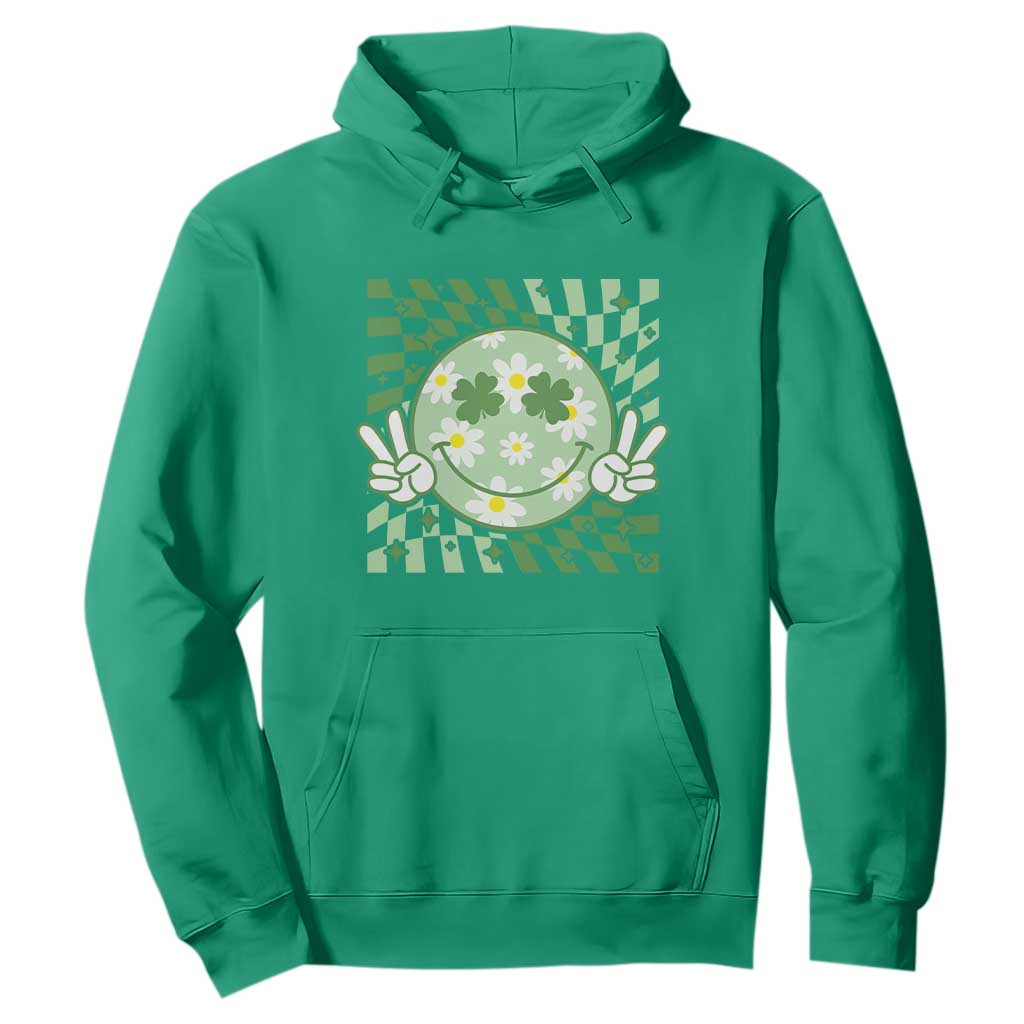 Retro Groovy Shamrock Smile Face St Patricks Day Hoodie TS10 Irish Green Print Your Wear