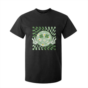 Retro Groovy Shamrock Smile Face St Patricks Day T Shirt For Kid TS10 Black Print Your Wear