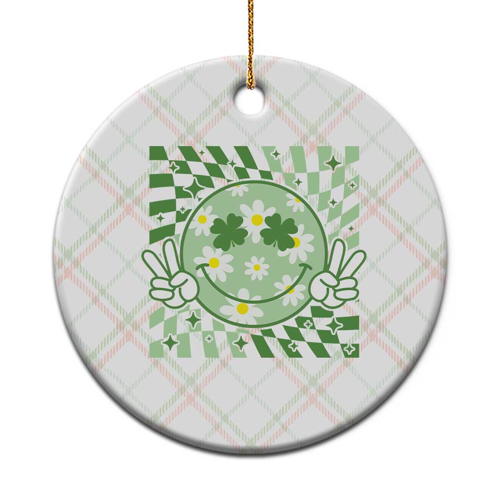 Retro Groovy Shamrock Smile Face St Patricks Day Ceramic Ornament TS10 1pc Christmas Plaid Print Your Wear