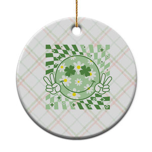 Retro Groovy Shamrock Smile Face St Patricks Day Ceramic Ornament TS10 1pc Christmas Plaid Print Your Wear