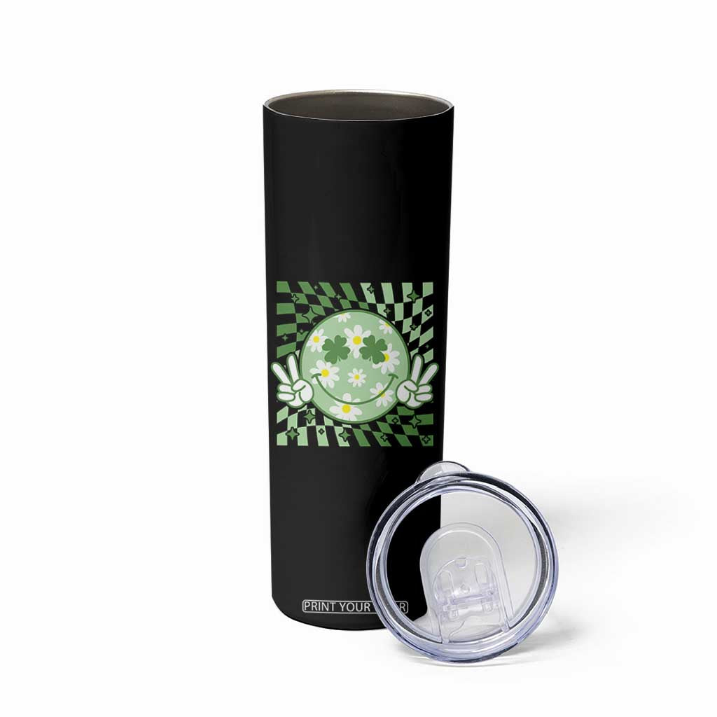 Retro Groovy Shamrock Smile Face St Patricks Day Skinny Tumbler TS10 Print Your Wear