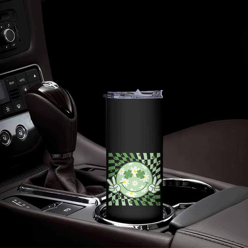 Retro Groovy Shamrock Smile Face St Patricks Day Skinny Tumbler TS10 Print Your Wear