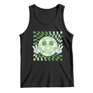 Retro Groovy Shamrock Smile Face St Patricks Day Tank Top TS10 Black Print Your Wear