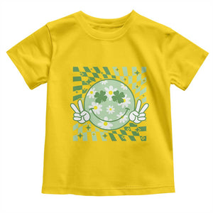 Retro Groovy Shamrock Smile Face St Patricks Day Toddler T Shirt TS10 Daisy Print Your Wear