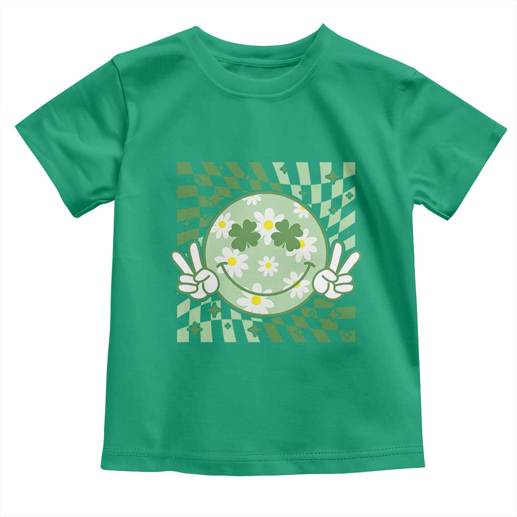 Retro Groovy Shamrock Smile Face St Patricks Day Toddler T Shirt TS10 Irish Green Print Your Wear